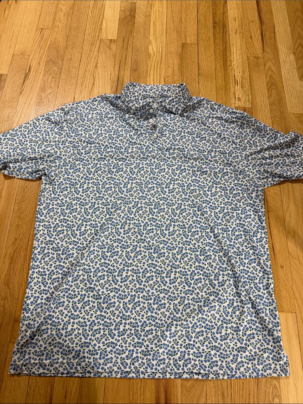 Rhoback Blue Floral Print Performance Polo Sz XL